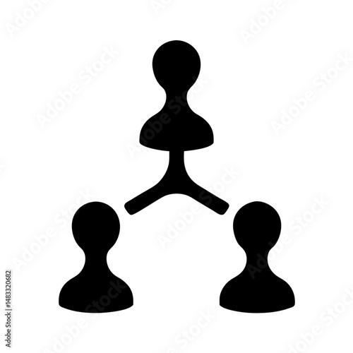 Hierarchical Organizational Structure Represented by Networked Person Icons in Black Silhouette