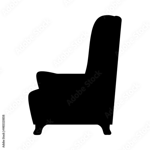 Elegant high back armchair silhouette against a clean white background design
