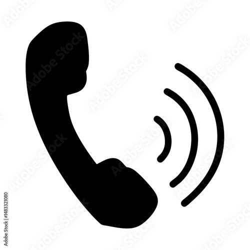 An old style telephone handset symbol with signal waves emanating from it