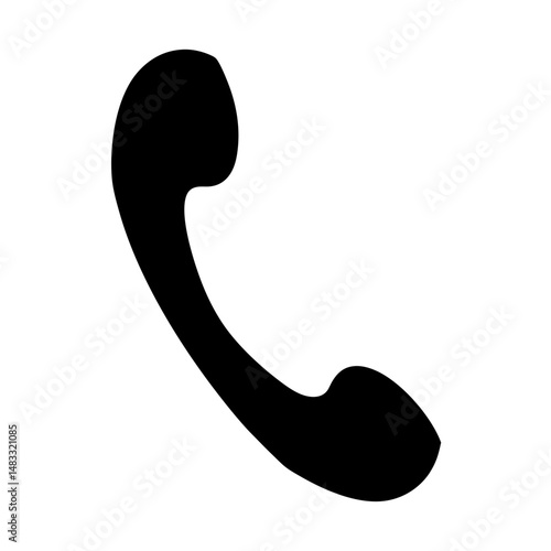 Classic telephone receiver silhouette on white background for communications design