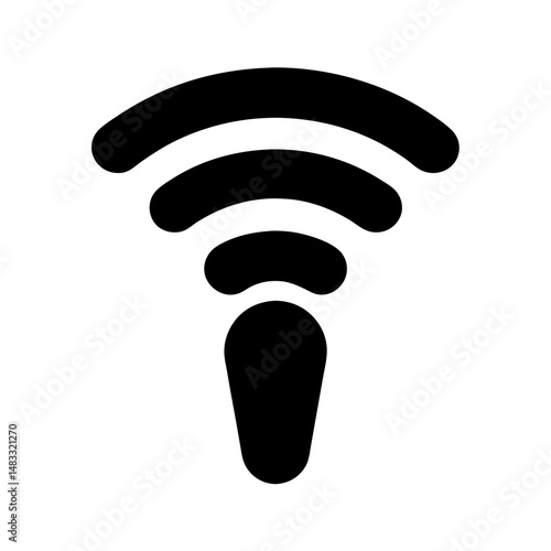 Black wifi icon on white background for wireless connection or communication