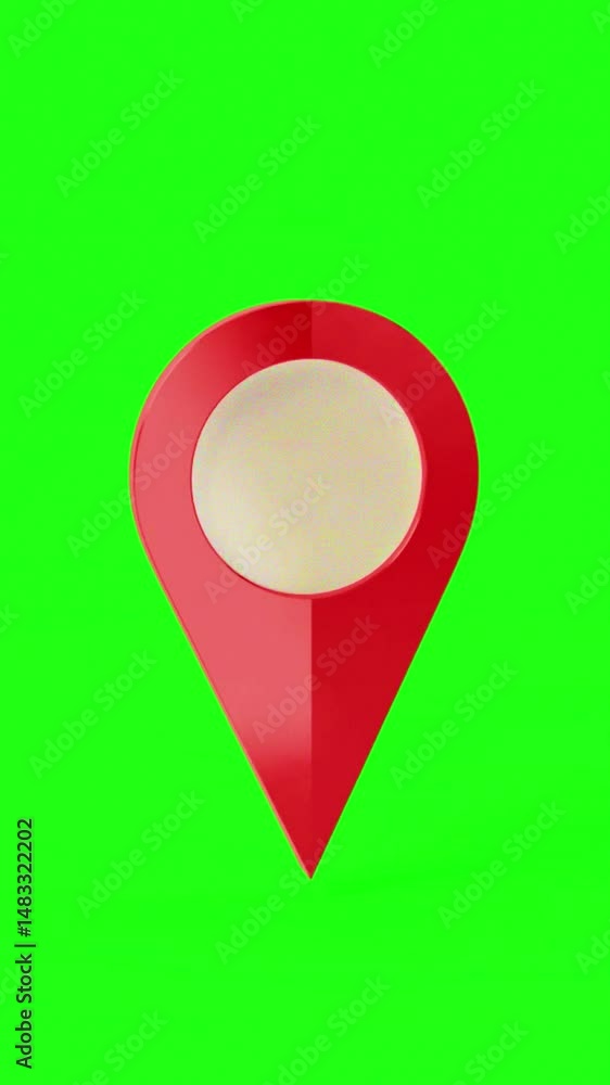 3d render of big red navigating location map pin popping up and ...