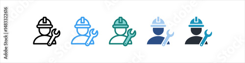 Mechanic Icon In Different Style Vector
