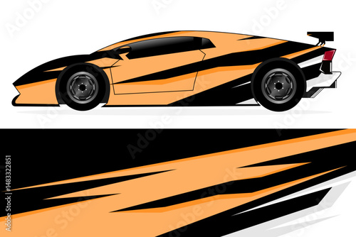 Sleek orange sports car with dynamic design elements (2)