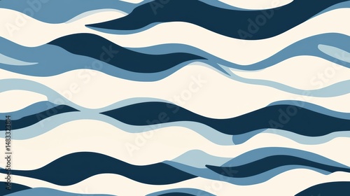 Subtle Japanese Inspired Textile Pattern with Geometric Waves Design