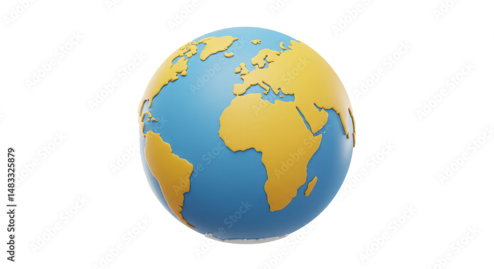 Fototapeta premium Stylized 3D model of planet Earth. Global view.