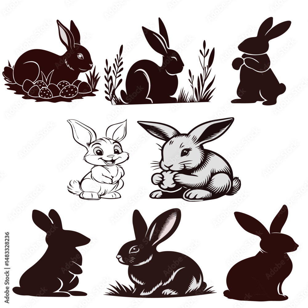 Fototapeta premium Rabbit/Bunny Gray Vector