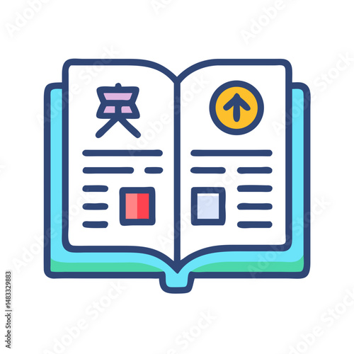 Book with Language Symbols Icon Representing Linguistic Learning and Multilingual Education