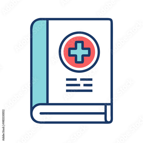 Book with Medical Symbol Icon Representing Healthcare Guidelines and Medical Knowledge