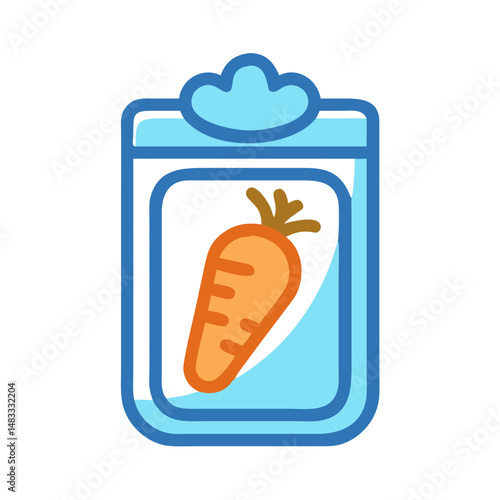 Carrot in Pouch Icon Representing Baby Food and Nutrition