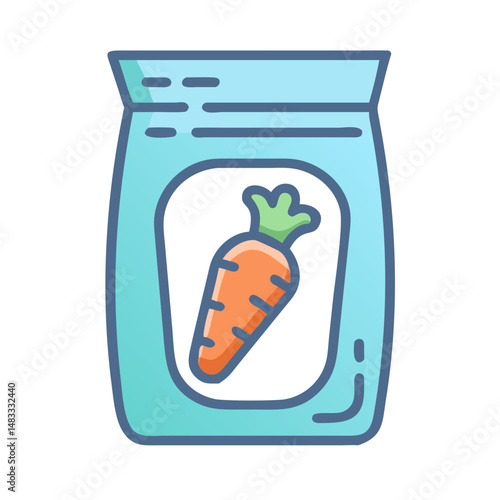 Carrot in Pouch Icon Representing Baby Food and Nutrition