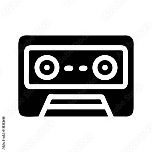 Cassette Tape Icon Representing Analog Audio and Retro Music Playback