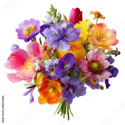 Stunning Colorful Flower Bouquet , isolated on white background png