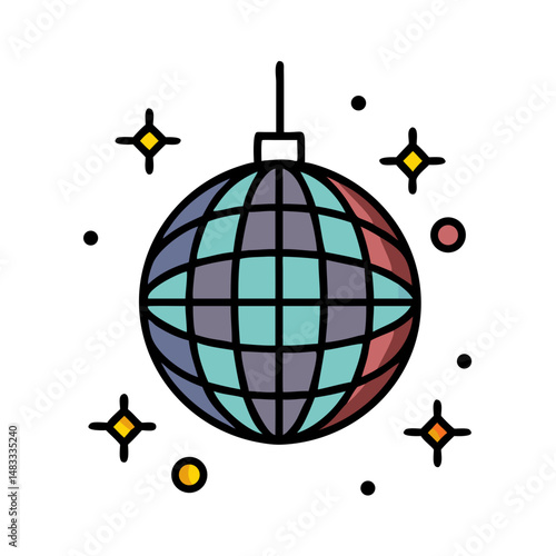 Disco Ball Icon Representing Dance Party and Nightlife Entertainment