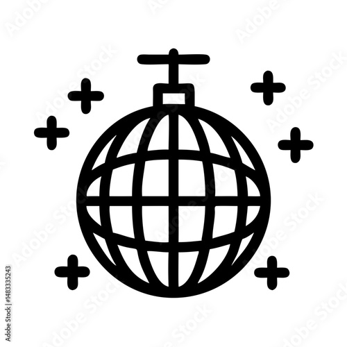 Disco Ball Icon Representing Dance Party and Nightlife Entertainment