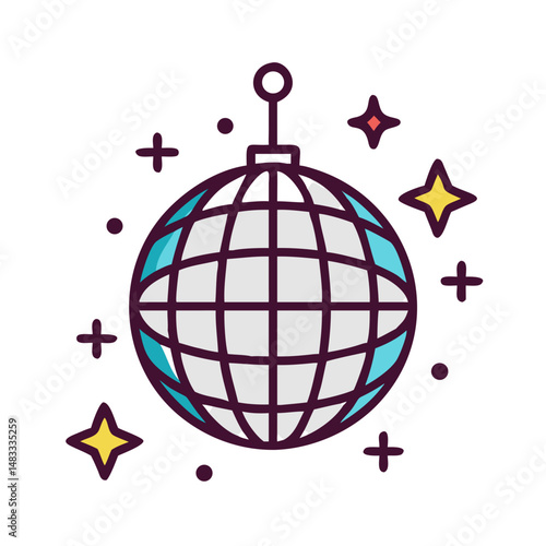 Disco Ball Icon Representing Dance Party and Nightlife Entertainment
