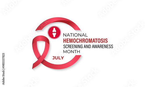 National Hemochromatosis Awareness Month. July Campaign for Early Screening and Prevention .It causes liver disease, heart problems, and diabetes join the movement to spread awareness. Vector design.