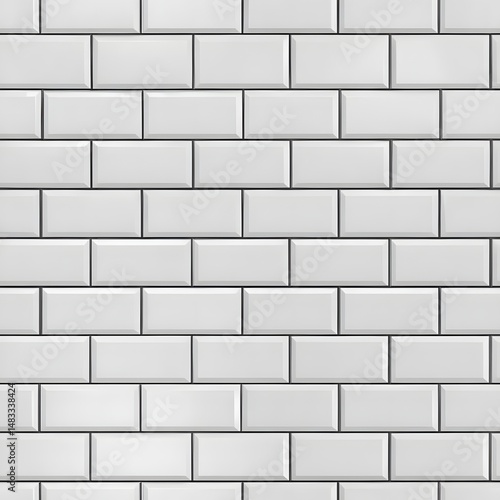 Seamless White Subway Tiles Texture Light Gray Grout Background