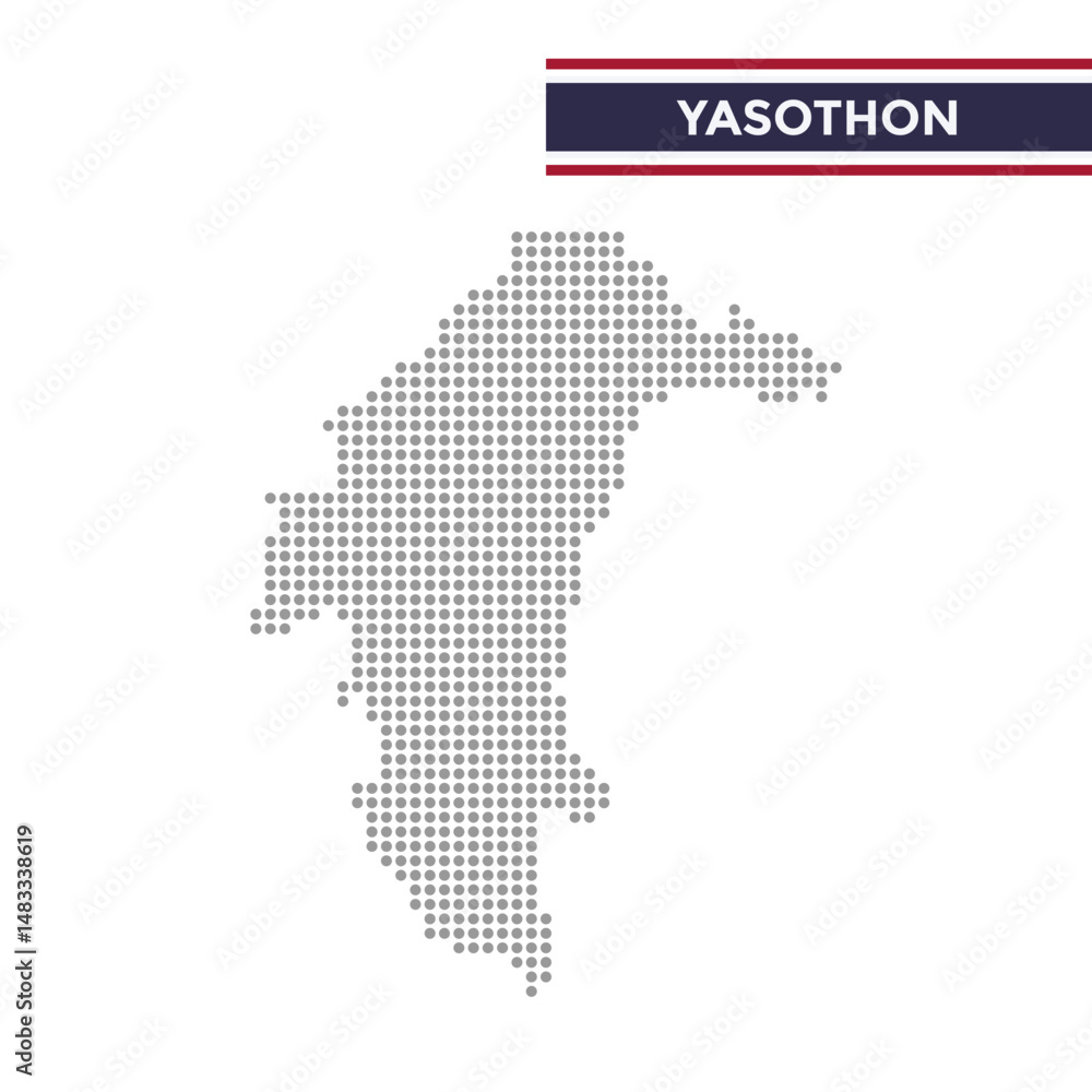 Fototapeta premium Dotted map of Yasothon Province in Thailand