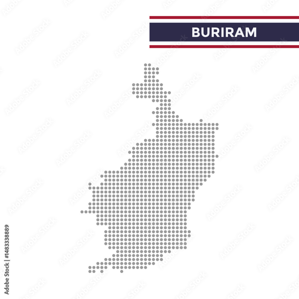 Obraz premium Dotted map of Buriram Province in Thailand