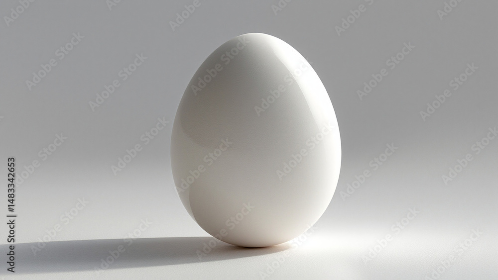 A single white egg, a raw and natural sphere from a chicken, isolated with a subtle shadow A single white egg, a raw and natural sphere from a chicken, isolated with a subtle shadow