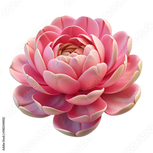 Wallpaper Mural A pink lotus flower with layered petals fully opened in a symmetrical arrangement. Torontodigital.ca