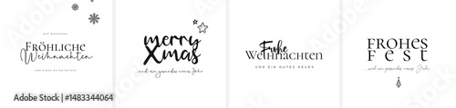 "Frohe Weihnachten", "Fröhliche Weihnachten", "Merry Xmas"... als moderne und minimalistische Schönschrift/Kalligrafie. Perfekter Schriftzug als Vektordatei	
