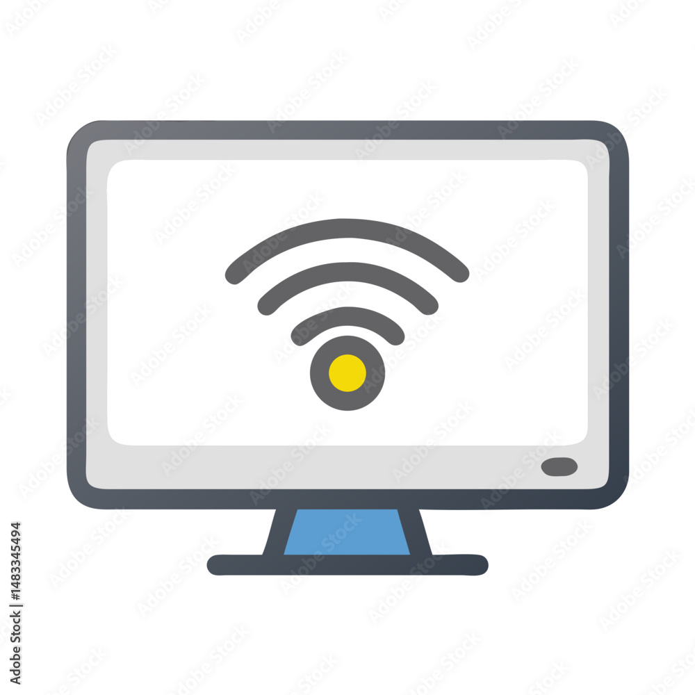 Monitor with Wireless Icon Representing Online Connectivity and Internet Access Monitor with Wireless Icon Representing Online Connectivity and Internet Access