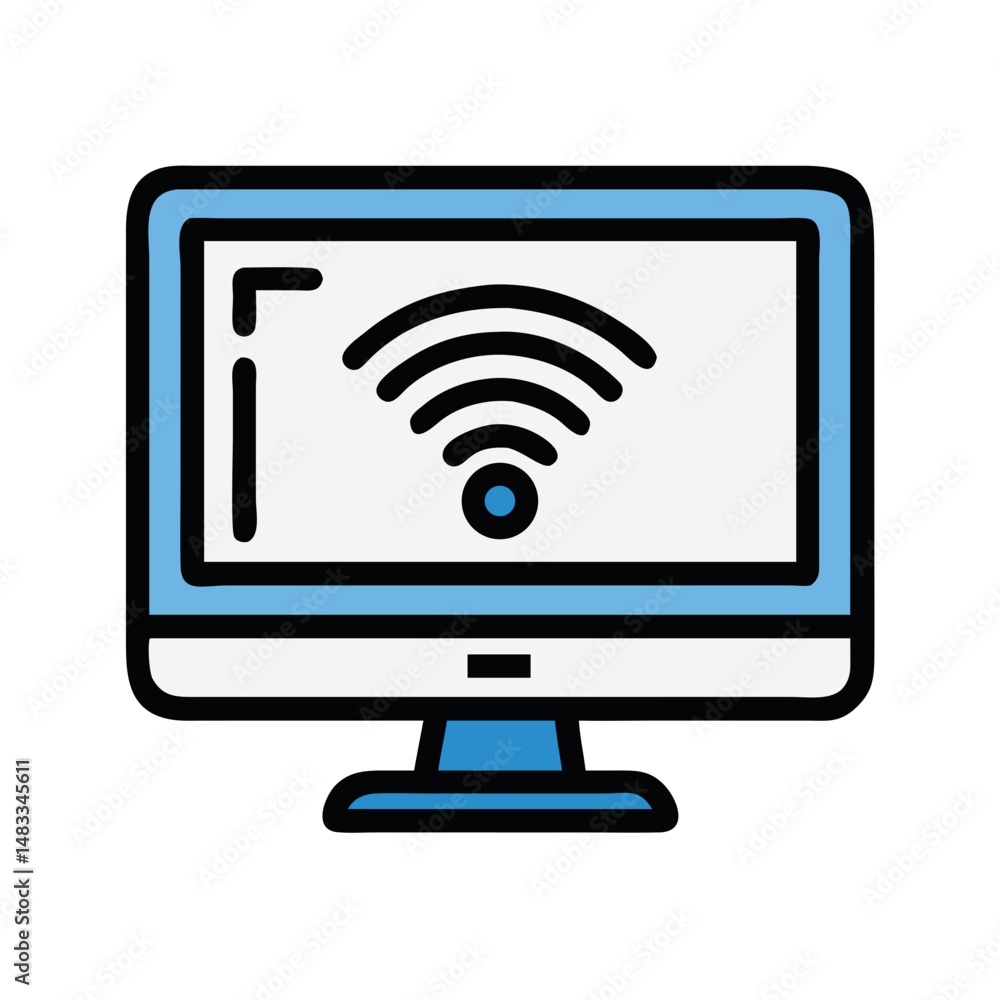 Monitor with Wireless Icon Representing Online Connectivity and Internet Access Monitor with Wireless Icon Representing Online Connectivity and Internet Access