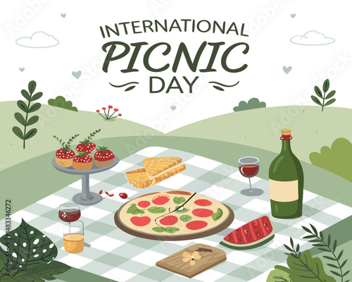 Vector graphic of international picnic day .