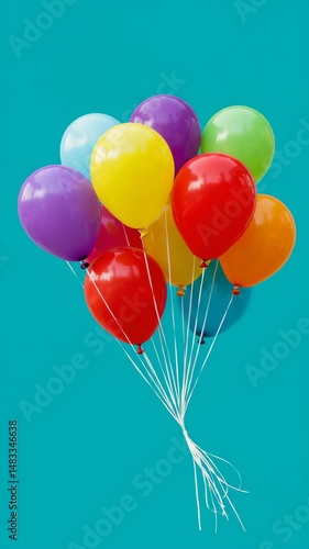 Wallpaper Mural A bunch of colorful balloons tied together floating against a solid turquoise background image view Torontodigital.ca