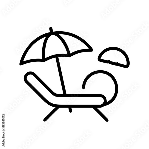 Sun lounger with umbrella on the beach in summer season  