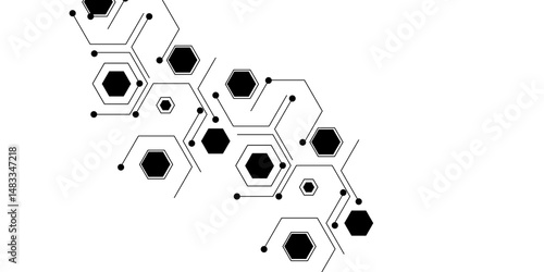 Vector Illustration of Hexagons Pattern, Geometric Abstract Background with Simple Hexagonal Elements, computer network .geometric hexagon shape. connection concept