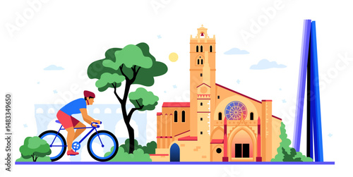Travel to France - colorful flat design style illustration