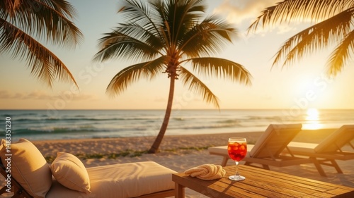 Serene Beach Sunset with Sangria