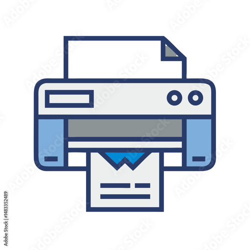 Printing Machine Icon Representing Industrial Printer and Mass Document Production