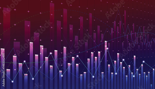 Financial digital stock market graph and chart design. vector illustration on abstract finance graph a dynamic background.