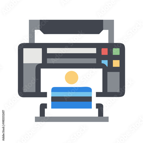 Printing Machine Icon Representing Industrial Printer and Mass Document Production