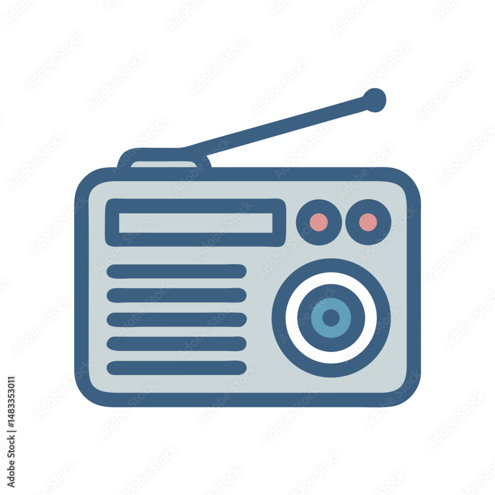 Radio Receiver Icon Representing Audio Transmission and Signal Reception Device Radio Receiver Icon Representing Audio Transmission and Signal Reception Device