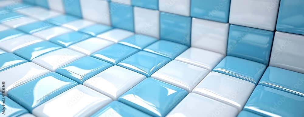 Obraz premium Blue white tiles background texture