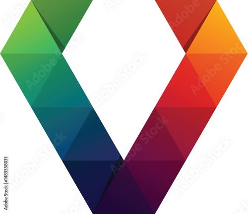 V monogram origami style