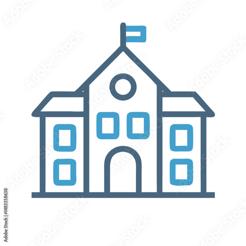 School Building Icon Representing Educational Institution and Learning Facility