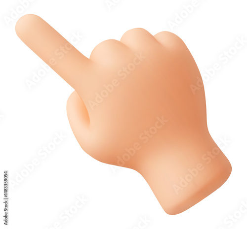 Pointing hand 3d cursor emoji. Finger touch gesture, male hand pointer click button icon. 3d render cartoon vector realistic illustration isolated on white