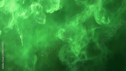 abstract green smoke pattern on black background, energy and misty atmosphere, vibrant effect