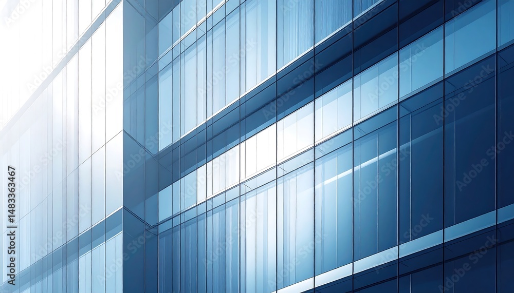 Modern Urban Architecture with Reflective Glass Facade and Bright Sunlight Shining on Building Exterior Modern Urban Architecture with Reflective Glass Facade and Bright Sunlight Shining on Building Exterior