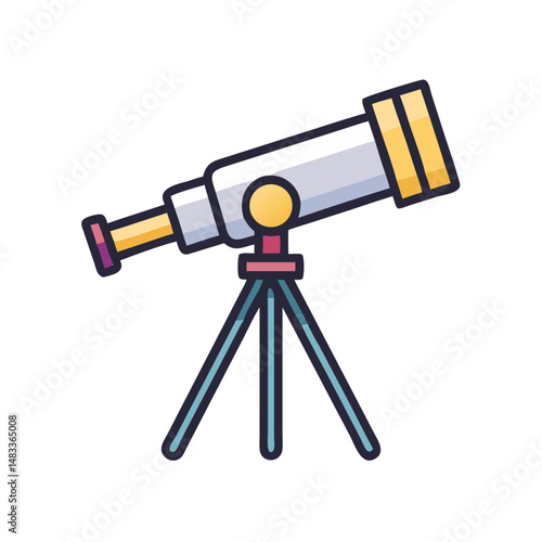 Telescope on Tripod Icon Representing Astronomy Observation and Stargazing Equipment