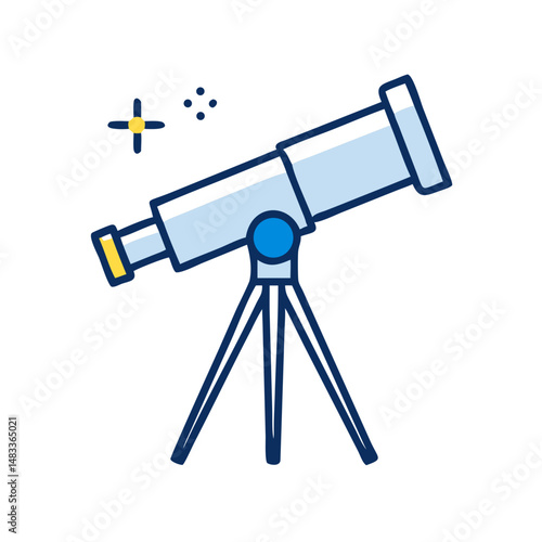 Telescope on Tripod Icon Representing Astronomy Observation and Stargazing Equipment