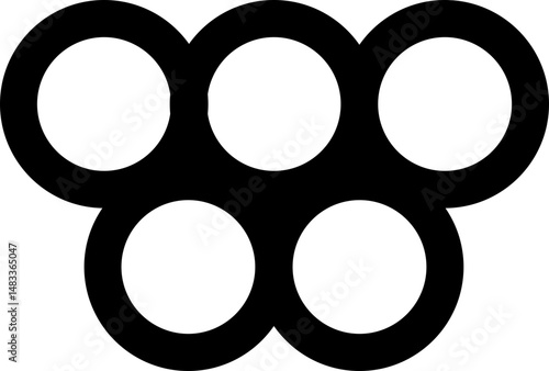 Formation of circles in a compact hexagonal grid block with aligned spacing in modular layout.