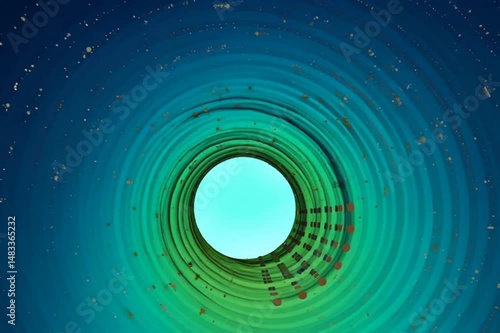 Breathtaking abstract dark blue tunnel with gradual transition to light turquoise