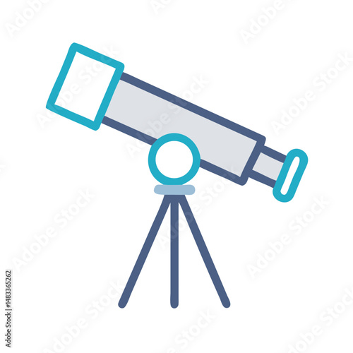 Telescope on Tripod Icon Representing Astronomy Observation and Stargazing Equipment